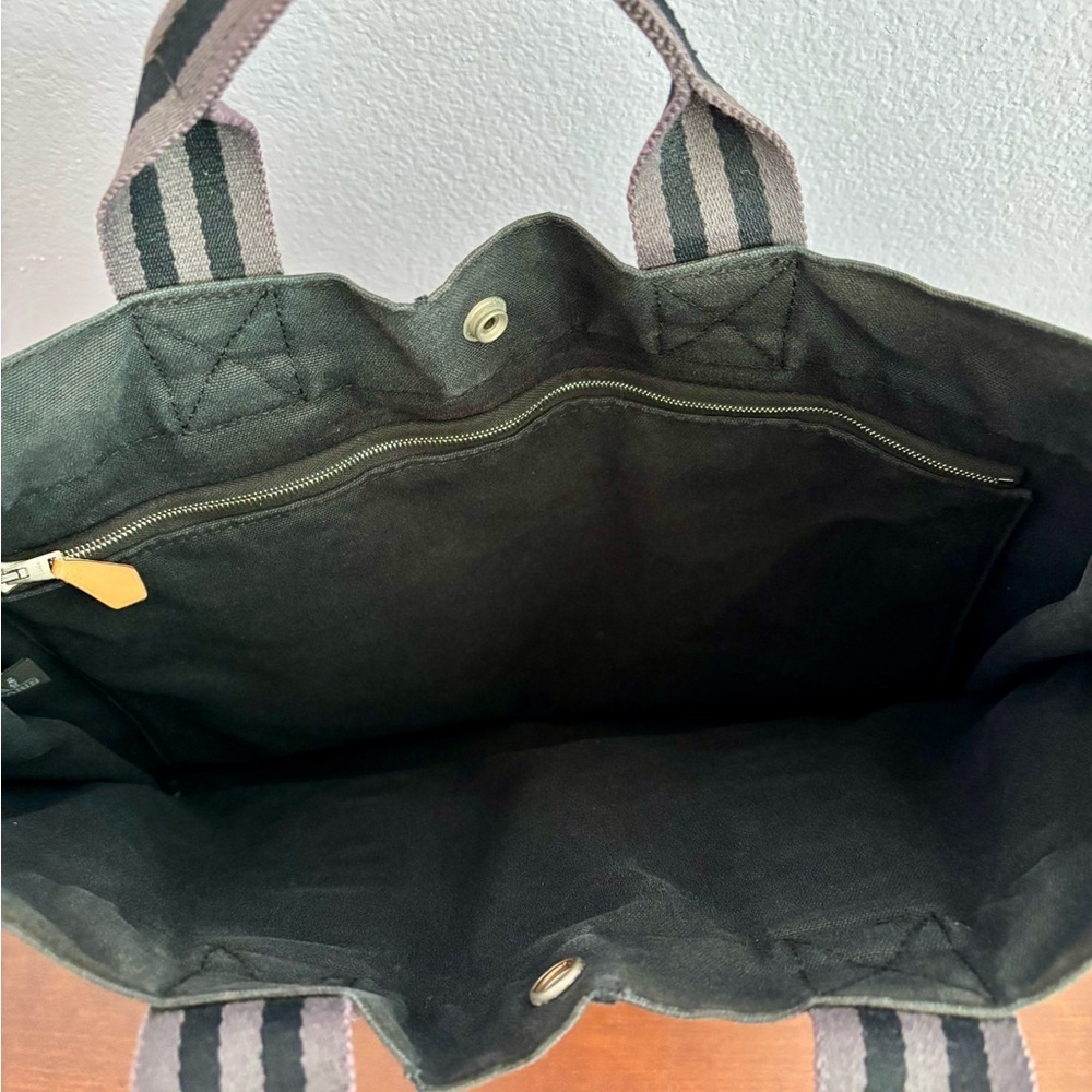Authentic Hermès Fourre Tout MM Tote Bag Black Gray Canvas Classic & Chic - Picture 5 of 13
